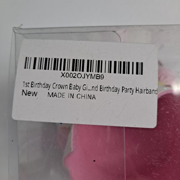 First Birthday Girl Crown Hats Party Celebration White pink Glitter - Picture 8 of 8